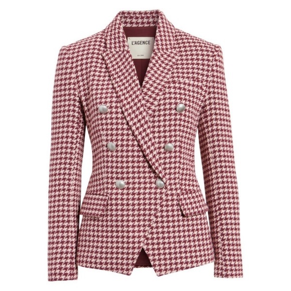 L'AGENCE Jackets & Blazers - L'AGENCE - KENZIE DOUBLE BREASTED HOUNDSTOOTH TWEED BLAZER Size 12